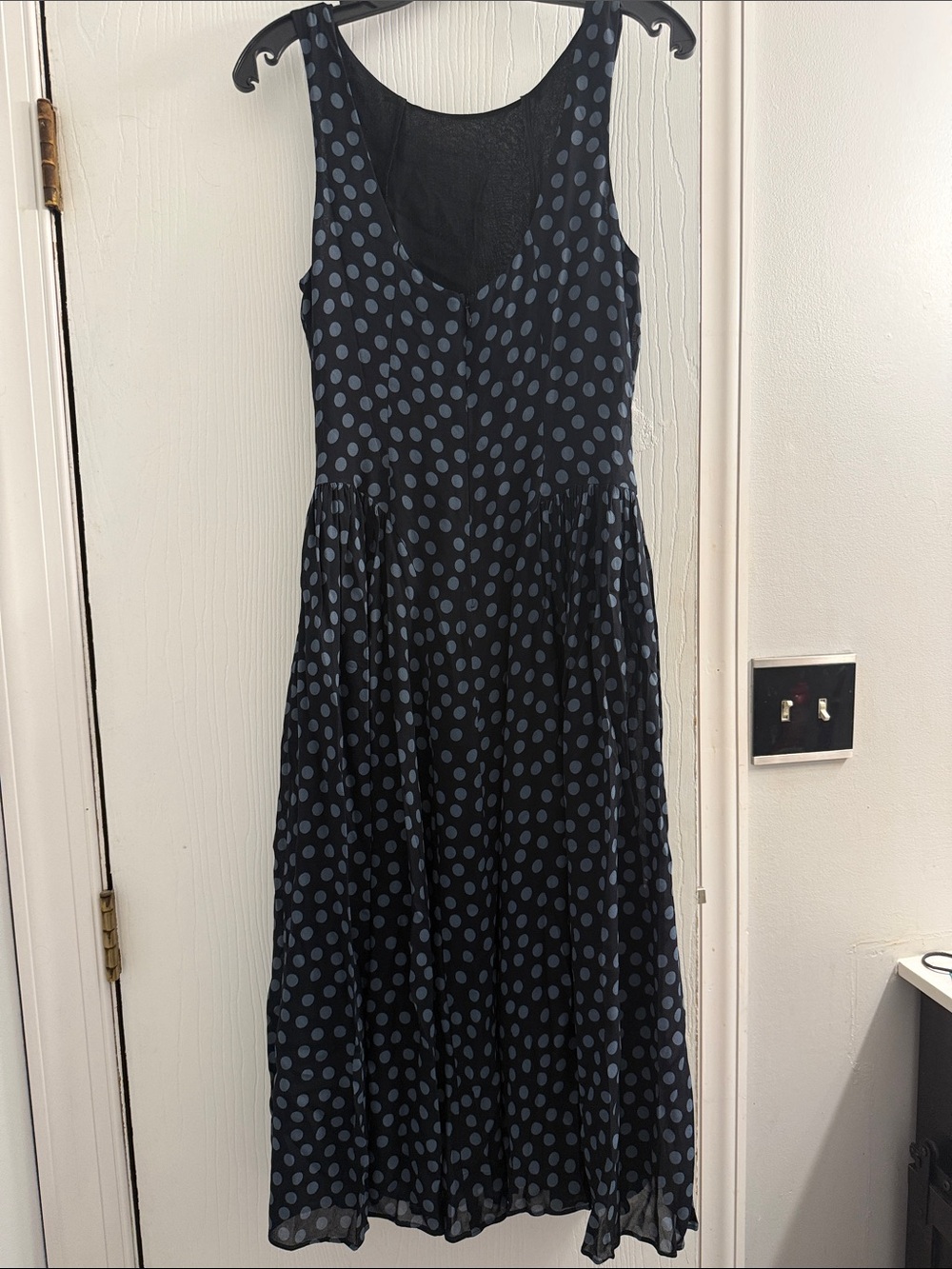 Reformation Anelis Navy Polka Dot Midi Dress - Picture 6 of 11
